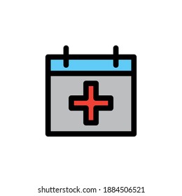 Medical check up filled line Icon. calendar and date vector illustration on white background