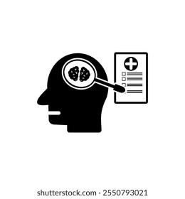 medical check up with healthy mind with head icon style graphic design vector, Medical and Healthcare web icons