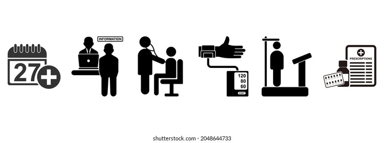 medical check up icon set, medical check up vector set sign  symbol illustrations