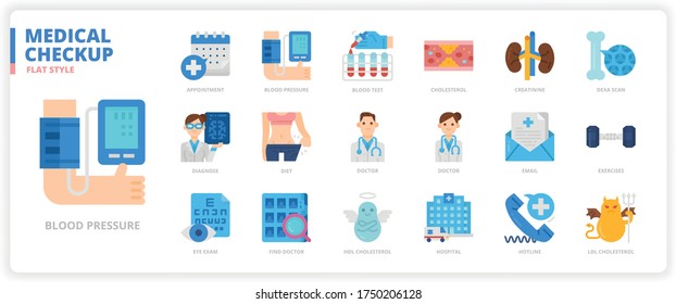 Medical Check Up icon set for web design, book, magazine, poster, ads, app, etc.