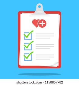 Medical Check List Clipboard Illustration Vector Icon