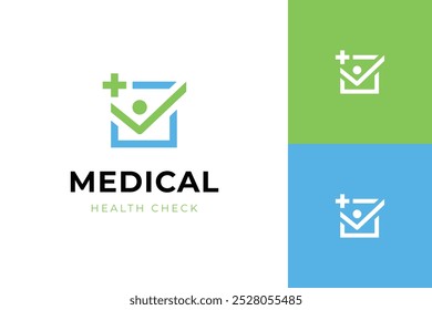 ícone de logotipo de verificação médica estilo de linha de design para medicina, farmácia e hospital modelo de logotipo moderno.