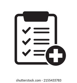 Medical Checklist Icon, Medical Report Vector Icon.