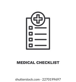 medical checklist icon. Thin line medical checklist icon from health and medical collection. Outline vector isolated on white background. Editable medical checklist symbol can be used web and mobile