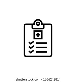 Medical checklist icon vector  in linear, outline style isolated on white background, Vector icon eps 10