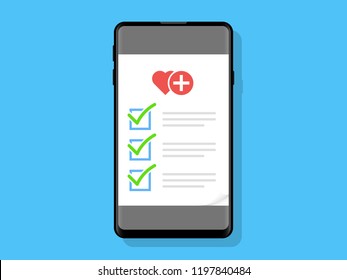 Medical Checklist online on Mobile Phone Vector Illustration