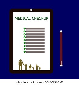 Medical Checkup board with checklist and pen for medical report and medical checkup and doctor note for poster presentation, web page banner