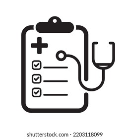 Medical checkup icon with black glyph style isolated on white background