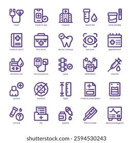 Medical Checkup Icon pack for your website, mobile, presentation, and logo design. Medical Checkup Icon line basic color design. Vector graphics illustration and editable stroke.