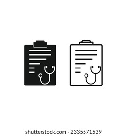Medical checkup icon vector silhouette and line on white background