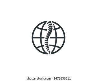 medical chiropractic logo and icon globe