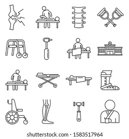 Medical chiropractor icons set. Outline set of medical chiropractor vector icons for web design isolated on white background