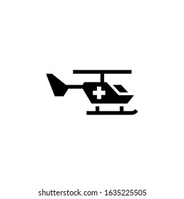 Medical chopper transport icon in black flat shape design isolated on white background, icon illustration, eps 10