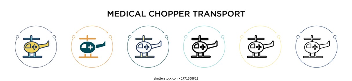 Medical chopper transport icon in filled, thin line, outline and stroke style. Vector illustration of two colored and black medical chopper transport vector icons designs can be used for mobile, ui, 
