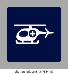 Medical Chopper vector icon. Style is flat rounded square button, white and dark blue colors, silver background.