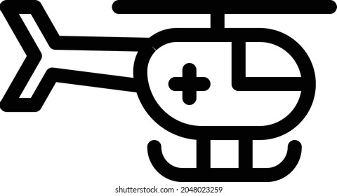 icono de línea delgada del vector del helicóptero médico