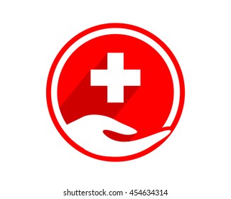 medical circle hand image vector icon logo