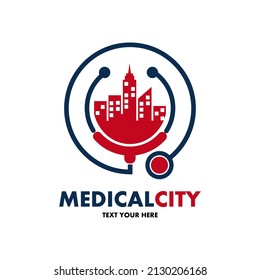 Medical city vector logo template. This design use stethoscope. Suitable for health.