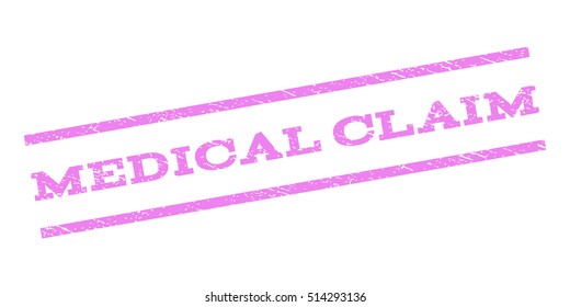 Medical Claim watermark stamp. Text caption between parallel lines with grunge design style. Rubber seal stamp with dirty texture. Vector violet color ink imprint on a white background.
