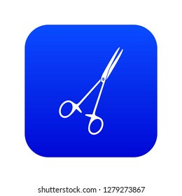 Medical clamp scissors icon digital blue for any design isolated on white vector illustration