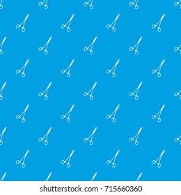 Medical clamp scissors pattern repeat seamless in blue color for any design. Vector geometric illustration