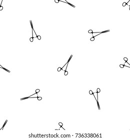 Medical clamp scissors pattern repeat seamless in black color for any design. Vector geometric illustration