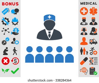 Medical Class vector icon with bonus. Style is bicolor flat symbol, smooth blue colors, rounded angles, white background.