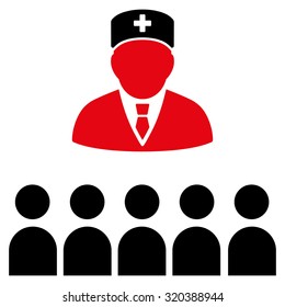 Medical Class vector icon. Style is bicolor flat symbol, intensive red and black colors, rounded angles, white background.
