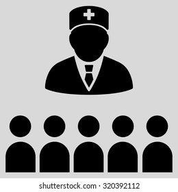 Medical Class vector icon. Style is flat symbol, black color, rounded angles, light gray background.