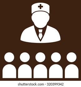 Medical Class vector icon. Style is flat symbol, white color, rounded angles, brown background.