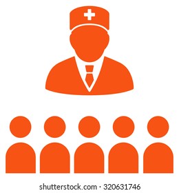 Medical Class vector icon. Style is flat symbol, orange color, rounded angles, white background.