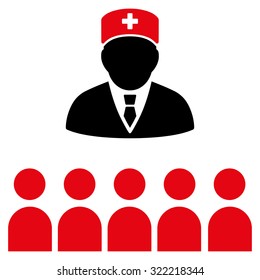 Medical Class vector icon. Style is bicolor flat symbol, intensive red and black colors, rounded angles, white background.
