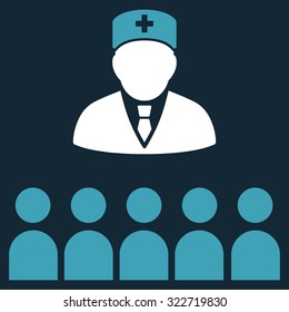 Medical Class vector icon. Style is bicolor flat symbol, blue and white colors, rounded angles, dark blue background.