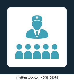 Medical Class vector icon. Style is flat rounded square button, blue and white colors, dark blue background.