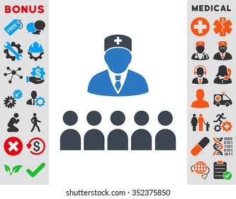 Medical Class vector icon. Style is bicolor flat symbol, smooth blue colors, rounded angles, white background.