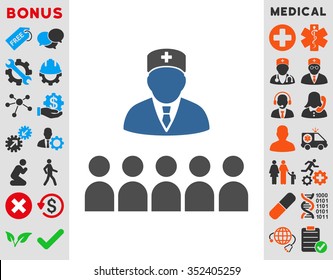 Medical Class vector icon. Style is bicolor flat symbol, cobalt and gray colors, rounded angles, white background.