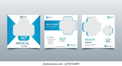  Medical clean healthcare social media template,Healthy lifestyle template.