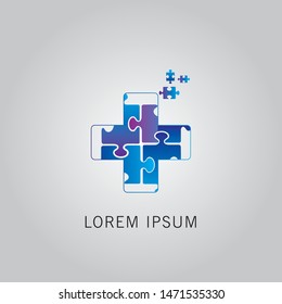 Medical Clinic logo design  with puzzle abstrac  logo template - vector-Illustration design