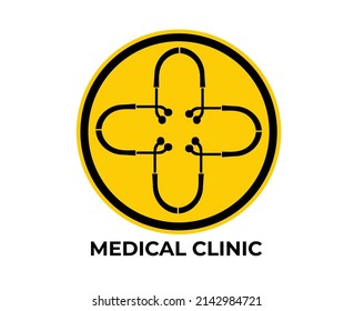 medical clinic logo with stethoscope medical device shape