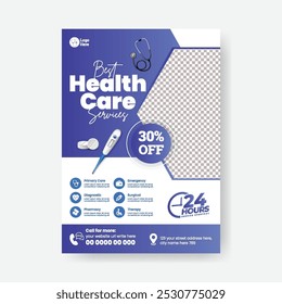 Modelo de folheto ou cartaz para impressão médica e clínica e design de folheto ou cartaz dental