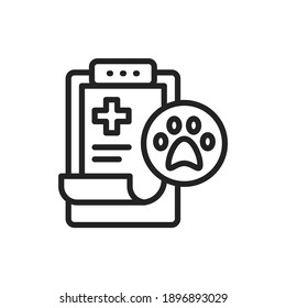 Medical clipboard black line icon. Health care, diagnostic list. Isolated vector element. Outline pictogram for web page, mobile app, promo.
