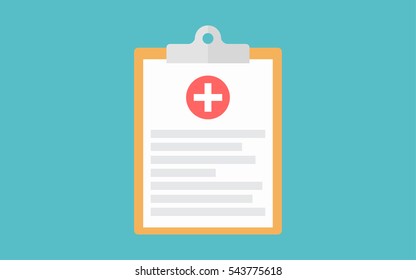 Medical clipboard flat vector icon