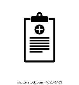 Medical Clipboard Icon. Black Icon Isolated On White Background. Medical Clipboard Silhouette. Simple Icon. Web Site Page And Mobile App Design Element.