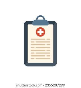 Medical clipboard icon flat vector. Healthy diet. Active life isolated