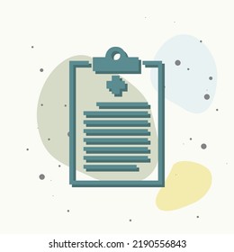 Medical Clipboard Icon On Multicolored Background. Layers Grouped For Easy Editing Illustration. For Your Design.