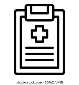 Medical clipboard icon. Outline medical clipboard vector icon for web design isolated on white background