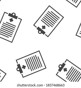 Medical clipboard icon vector seamless pattern on a white background.