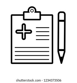 Medical clipboard outline icon. linear style sign for mobile concept and web design. Medical report simple line vector icon. Exam symbol, logo illustration. 