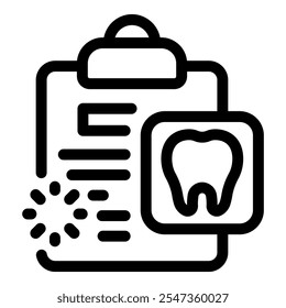 Medical clipboard showing tooth x ray and processing data, representing dental examination and diagnosis