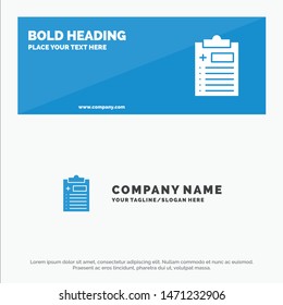 Medical, Clipboard, Test, Medicine SOlid Icon Website Banner and Business Logo Template. Vector Icon Template background